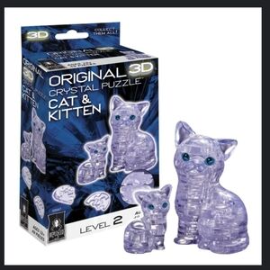 Original 3D Crystal Puzzle Cat & Kitten Level 2 Complete Adult Toy